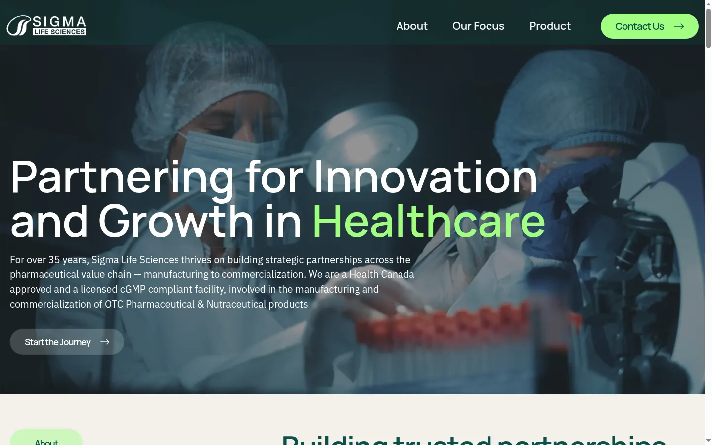 Sigma Life Sciences homepage on desktop