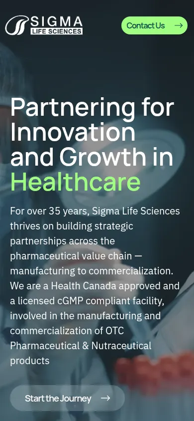 Sigma Life Sciences homepage on mobile