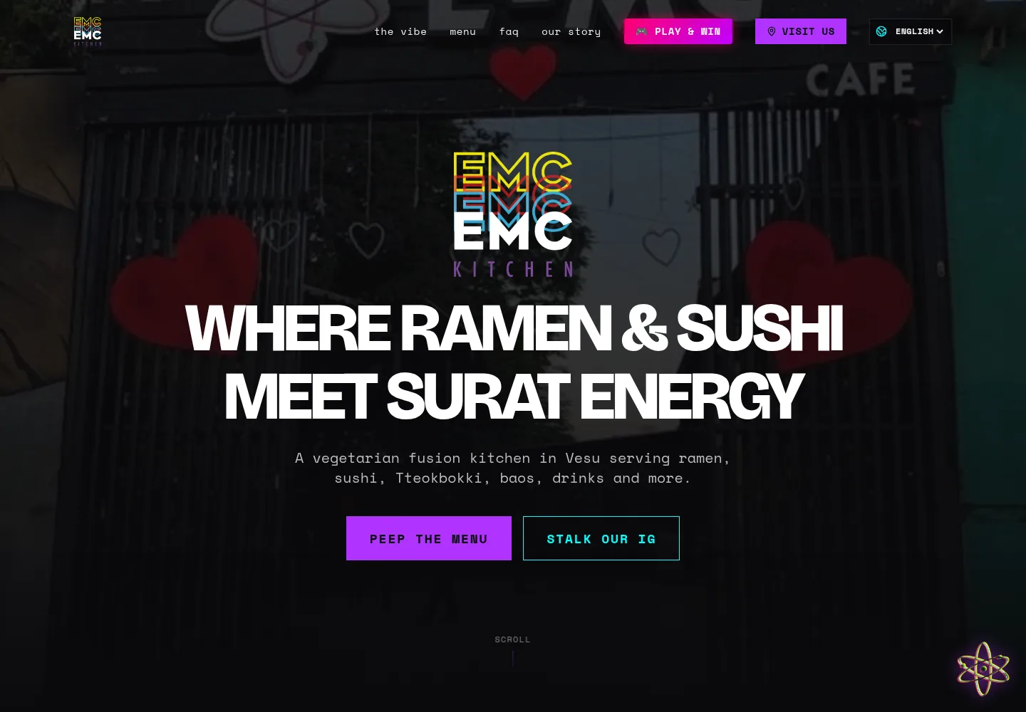 EMC Kitchen homepage on desktop, designed and built by gang&lani media