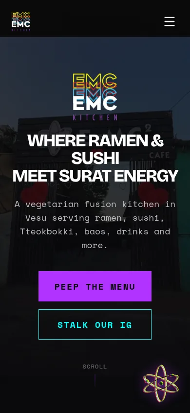EMC Kitchen homepage on mobile, designed and built by gang&lani media